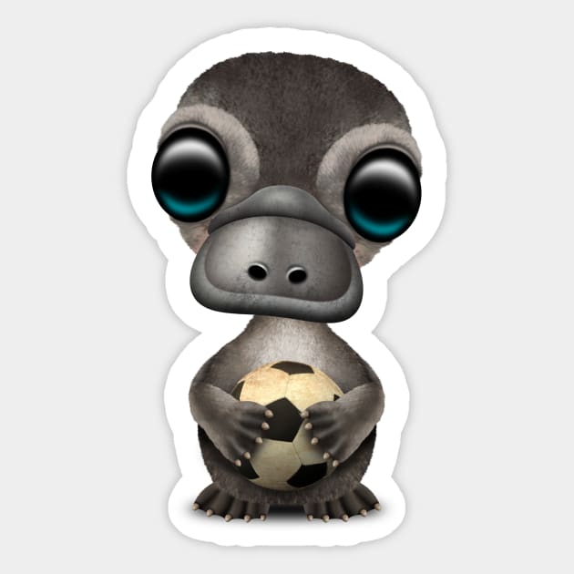 Cute Baby Platypus With Football Soccer Ball Sticker by jeffbartels